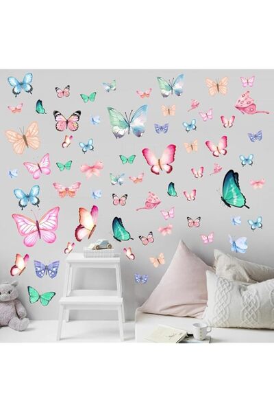 Generic 64 قطعة من ملصقات الحائط على شكل فراشة فلورية، ملصقات حائط على شكل فر...