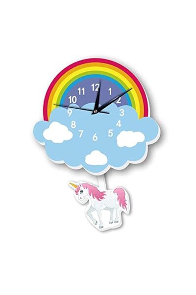 Generic ملصقات حائط ثلاثية الأبعاد على شكل ساعة حائط يونيكورن قوس قزح جميلة ع...