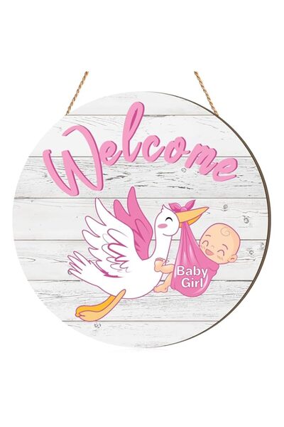 Generic لافتة ترحيب بالطفلة - إكليل الكشف عن جنس المولود للباب الأمامي، ديكور...