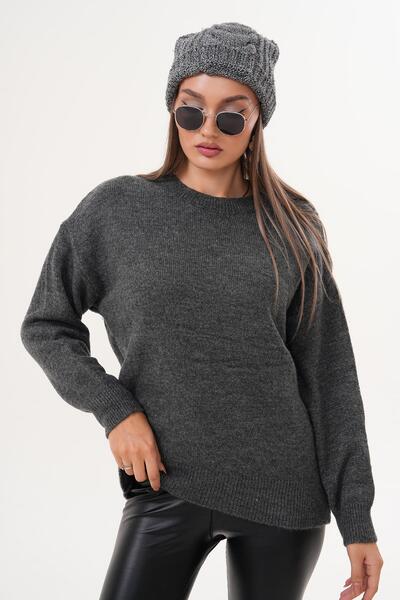 ŞİMAL Women's Crew Neck Knitwear Knitted Loose Sweater 255231 -