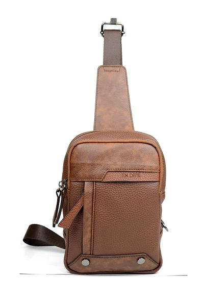 en deri Men's Black Multi-Compartment Daily Cross Strap Shoulder Bag