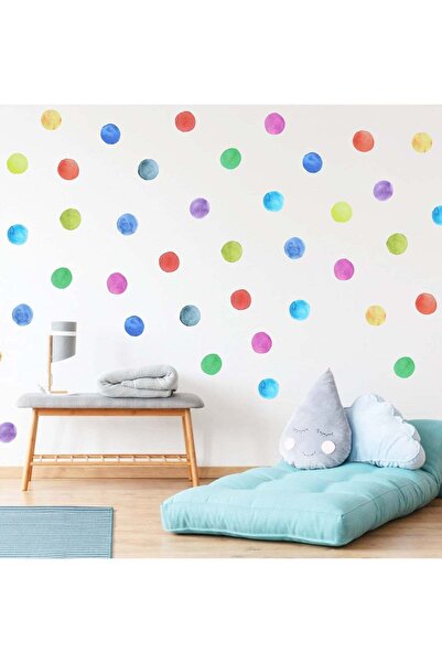 Generic Watercolor Polka Dot Decals (48 Decals) for Kids Bedroom Classroom De...