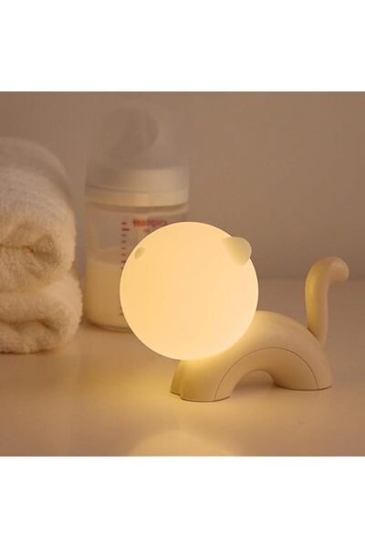 Generic Meow-Meow Night Light, Pat-Activated Silicone Cat Lamp - 0.2W USB Bedside Mood Light for Bedroom/Do