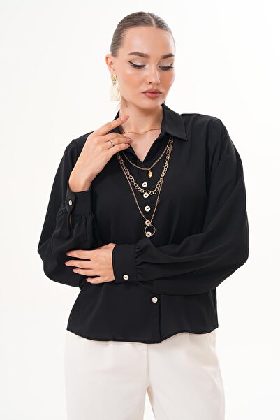 ŞİMAL Women's Necklace Detailed Shirt 255259 -