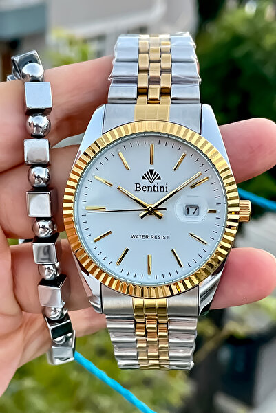 Bentini YENİ SEZON GÜMÜŞ RENK ÇELİK KORDON ERKEK KOL SAATİ VE BİLEKLİK BABALAR GÜNÜ SEVGİLİLER GÜNÜ HEDİYESİ