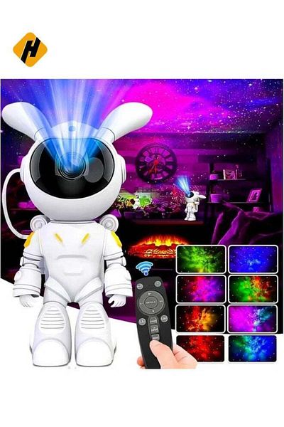 Generic HuHa Astronaut Bunny Galaxy Projector â€“ Fun Starry Night Light for Bedrooms, Kids, Room Decor, Pa