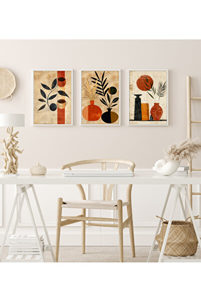 bestablo renk katan detaylar SET DE TABLORI DIN LEMN CU CADRU BOHEM MARO DE 3 BUCĂȚI DECOR ACASA