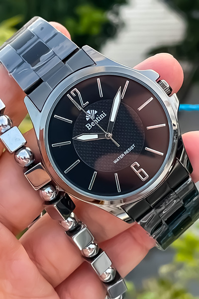 Bentini New Season Silver Color Steel Cord Men's Watch and Bracelet Father's Day Valentine's Day Gift