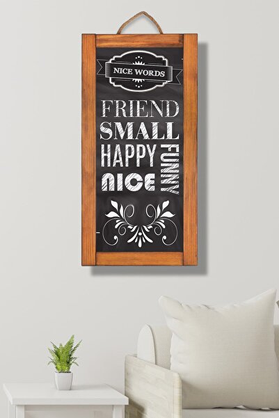 tuvalcim 30x60 CM Dekoratif Ahşap Yazı Tahtası Kara Tahta Duvar Dekoru