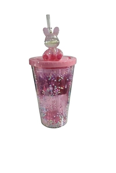 FAMEMUS ACCESSORY Unlit Model Flask Cup with Teddy Bear and Straw