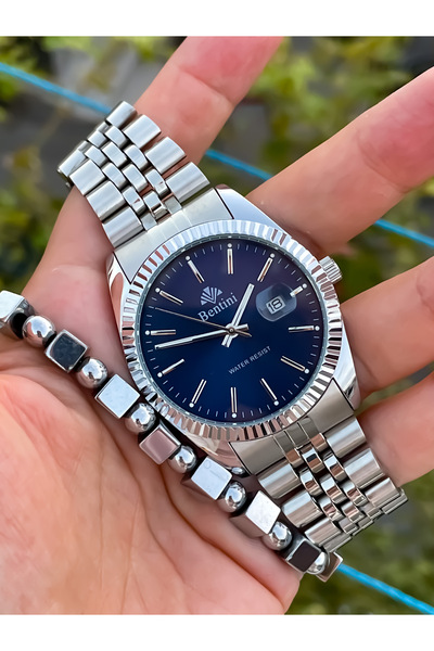Bentini New Season Silver Color Steel Cord Men's Watch and Bracelet Father's Day Valentine's Day Gift
