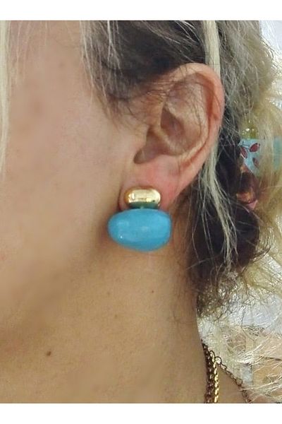 mos&more 3 Pairs, Steel Blue White Pink Bonbon Earrings Set