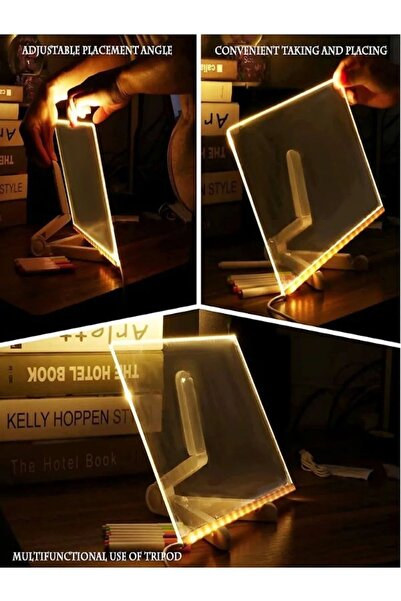 HALL BREATHE Renkli Işıklı Yazı Tahtası, Standlı, Silinebilir, LEDli, Not Alm...