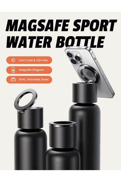 Sportsorigin 24oz 750ml Multifunction Portable Bottle Tripod Water bottle Black