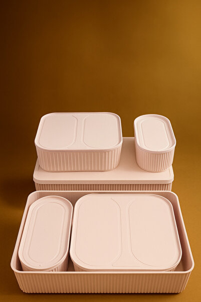 İ&A HOME Stylish Stackable Practical Set of 6 Storage Containers 2X(1100ml) 2X(2600ml) 2X(6700ml)