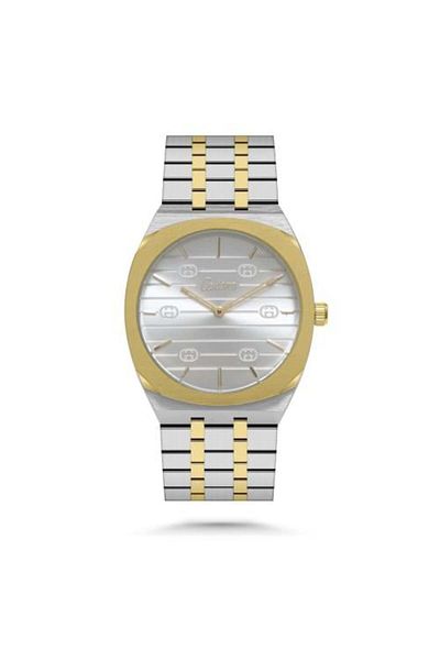 catera Men's silver and gold steel watch with a white dial