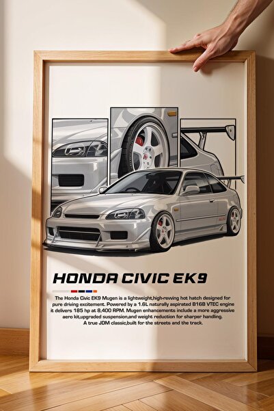 Saturn Civic Ek9 ukrasna slika - poster Honda automobila