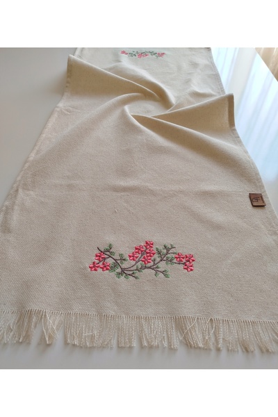 denizli hatırası Embroidered Authentic Organic Tasseled Runner 45X105 cm
