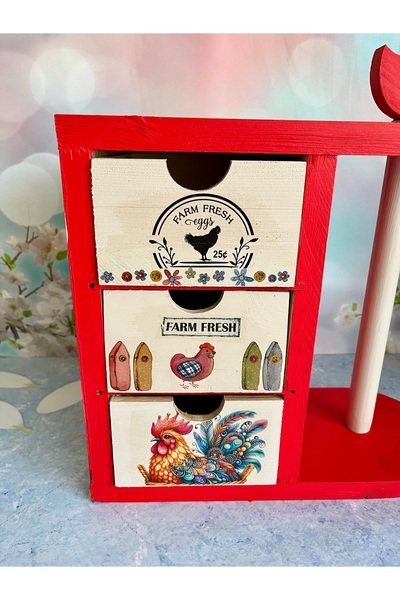 Bypinaryuksel Rooster and Chicken Patterned Drawer Paper Roll Towel Holder