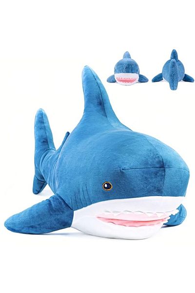 Generic AYEBIA Shark Pillow Toy - Soft Plush Cushion Pillow, Cute Shark Plushie for Kids & Adults, 50cm, Bi
