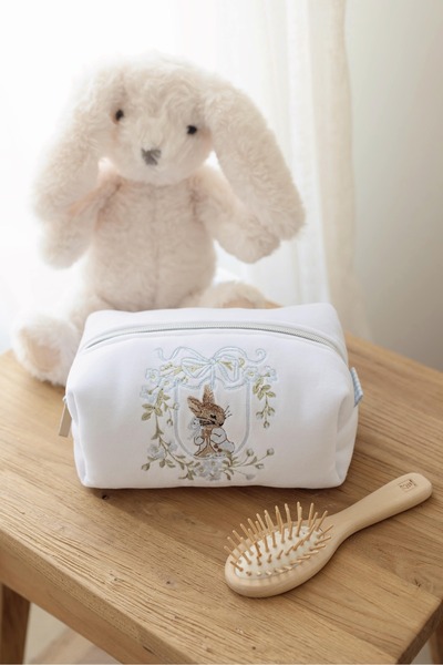 LYIA Rabbit and Flower Embroidered Makeup Bag/Baby Care Bag - 1 Medium Size
