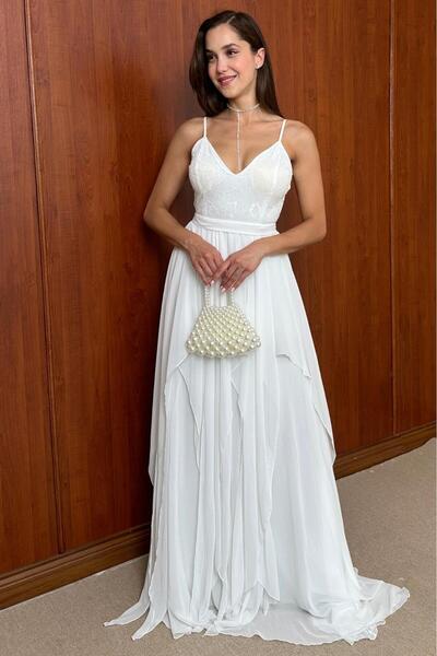 Butik Modana Şifon Askılı Abiye