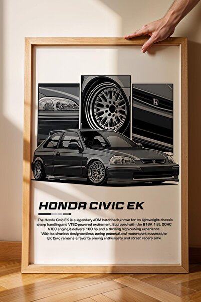 Saturn Civic EK Çerçeveli Tablo - Honda Car Poster