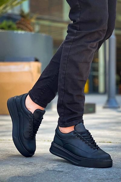 STILVANA Kb-005 Kuback Black Skin Black Sole Lace-Up Casual Men's Shoes