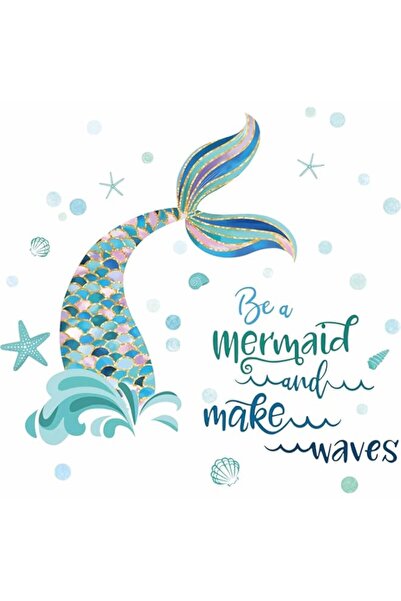 Generic Brand Tazweeq Mermaid Tail Wall Decals, Mermaid Waves Wall Stickers, ...