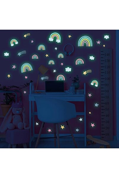 Generic ملصقات حائط قوس قزح متوهجة في الظلام، ملصقات فنية جدارية على طراز بوه...