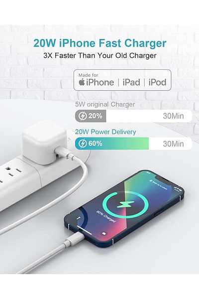 NYORK N York Usb 20w Type C To Lighting With Wall Charger