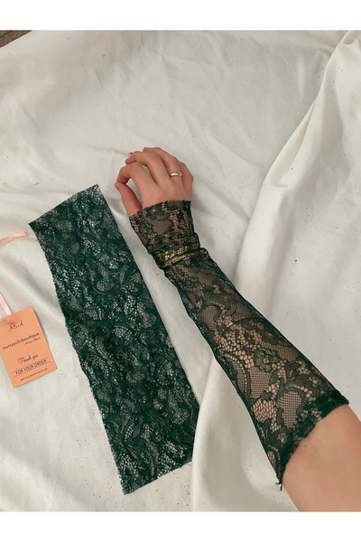 Nurcanilirboutique Yeşil dantel eldiven kolluk