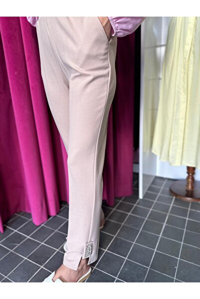 Pocket BEJ RENGİ TAŞLI PANTOLON KALIP DAR