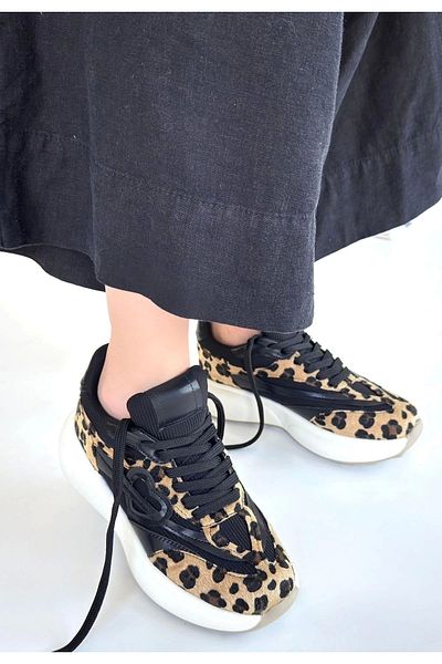 STILVANA Mark Leopard Suede Lace-Up Sneakers