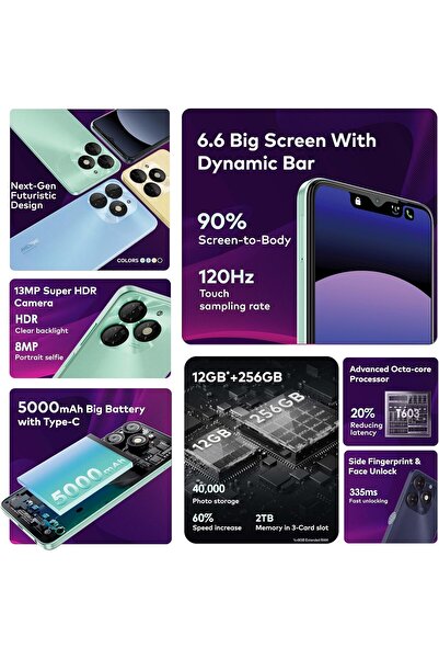 İtel A70 - Up to 12GB RAM, 256GB Storage, 5000mAh, Brilliant Gold