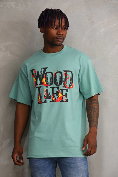 Ghetto Giyim تي شيرت كبير الحجم مطبوع للجنسين - أخضر نعناعي