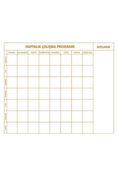 HALL BREATHE 120x100 cm Akıllı Yazı Tahtası, Haftalık Ders Çalışma Programı ile verimli çalışma