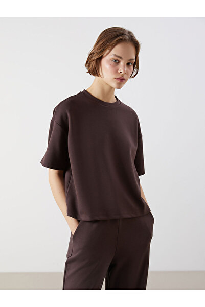 LC Waikiki Brown Crew Neck Oversized Women's T-Shirt