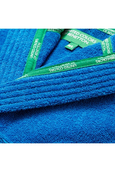 Benetton Bornoz Şapkalı Mavi %100 pamuk