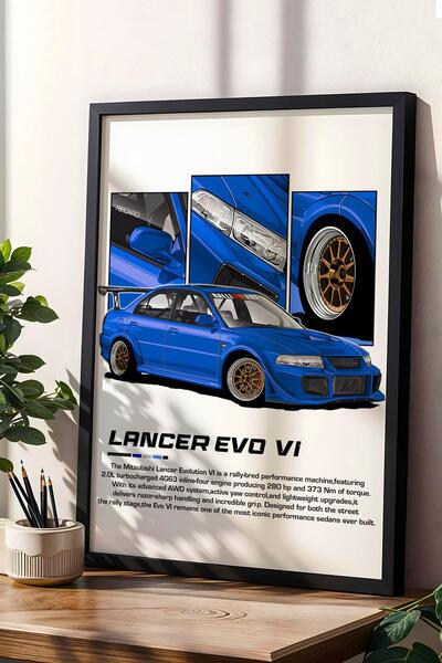 Saturn Tablou cu cadru Lancer Evo VI - Poster Mitsubishi Car
