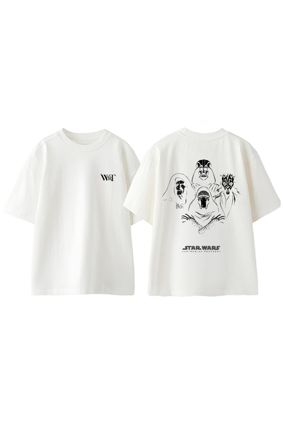 THEWERT Tricou oversize alb din bumbac cu imprimeu pe spate Star Wars Darth V...
