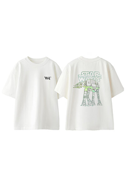 THEWERT Tricou oversize alb din bumbac cu imprimeu pe spate Star Wars 3