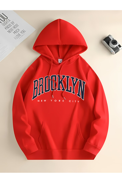 New Shine Red Unisex Brooklyn Printed Sweatshirt