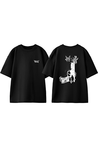 THEWERT Tricou oversize negru din bumbac cu imprimeu pe spate The Last Of Us 7