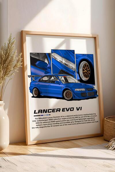 Saturn Επιτραπέζιο Lancer Evo VI με πλαίσιο - Αφίσα αυτοκινήτου Mitsubishi