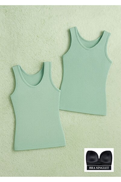 QKK Camisole pentru femei din bumbac modal Lycra Bralet acoperit 2 piese Sutien atlet Q6K6K5T3KA