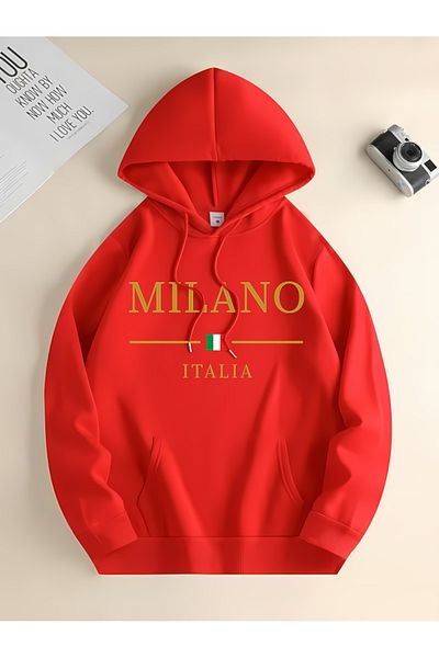 New Shine Red Unisex Milano Printed Sweatshirt