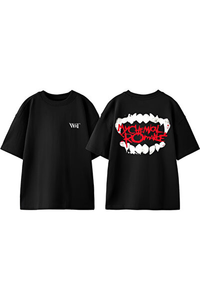 THEWERT My Chemical Romance 4 Dizajn Leđa Štampano Pamuk Crna Oversize kroj T...