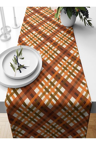 Bertille Home Autumn Plaid Series 140X40 cm Digital Printed Runner (Halloween Autumn)