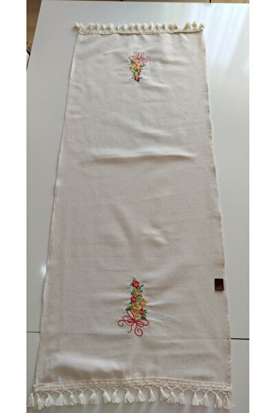 denizli hatırası Embroidered Authentic Organic Fringed Soft Linen Runner 47X120 cm
